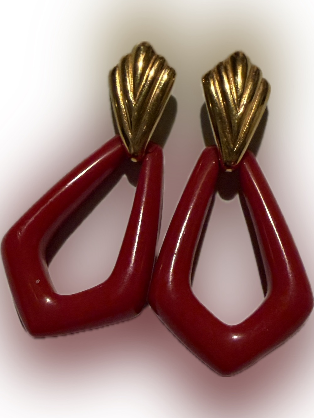 Vintage 90’s Gold and Deep Red Statement Drop Earrings